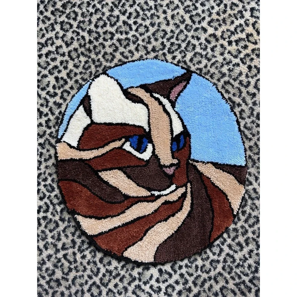 Latch Hook Cat Wall Hanging Rug 18x17 Boho Folk Art Textile Retro Decor VTG